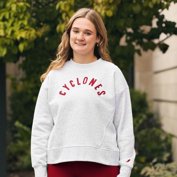 League Women's Cyclones Gray 1636 Boxy Crewneck Sweatshirt